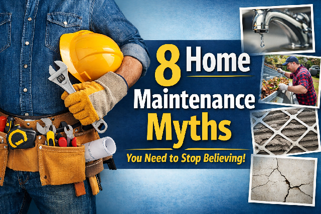 common-home-maintenance-myths Image showing common home maintenance myths and DIY home tips