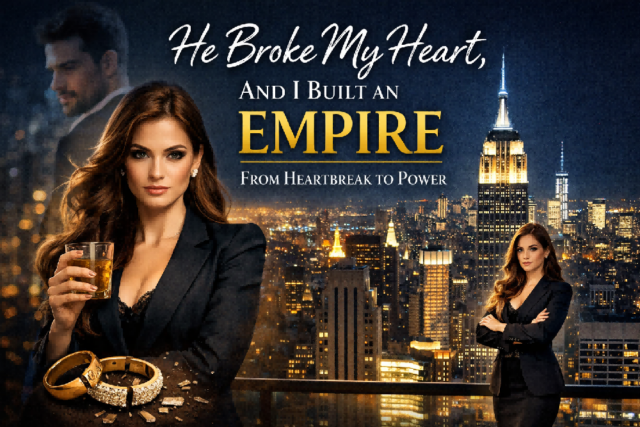 Emma Blackwood standing at Manhattan skyline - He Broke My Heart And I Built an Empire novel cover