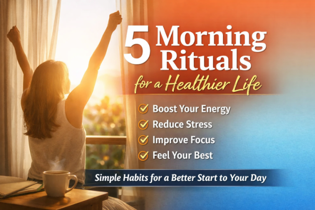 healthy morning routine sunlight coffee stretching lifestyle