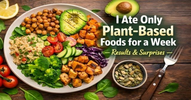 Colorful plant-based meal with vegetables, grains, and legumes – plant-based diet experiment