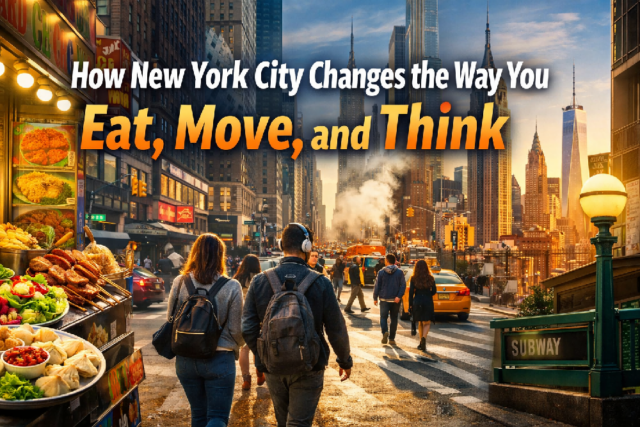 New York City street scene showing everyday urban lifestyle