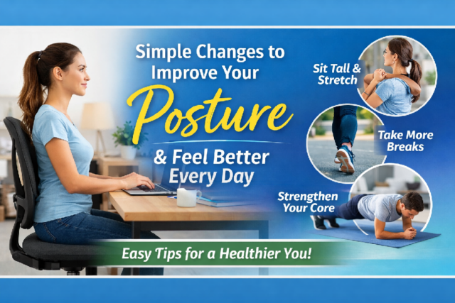 Person sitting with correct posture at a desk